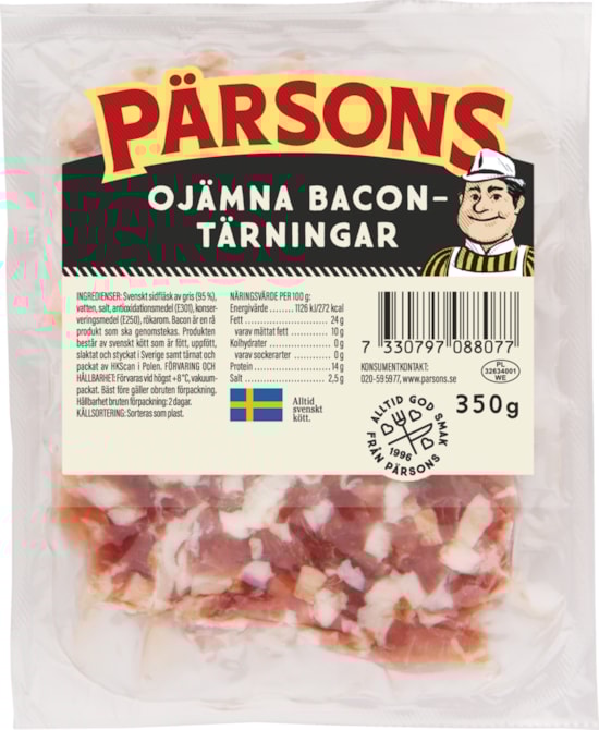 8807 OJÄMNA BACONTÄRNINGAR 350G ovan